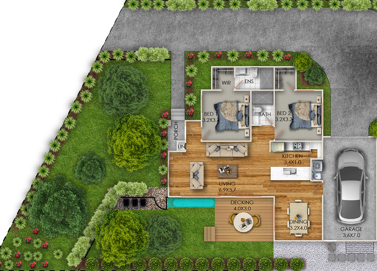 rendered floor plan drawing